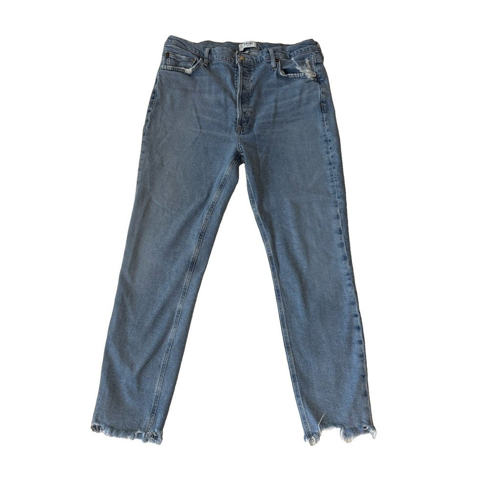 AGOLDE Jeans Womens Size 31 NICO High Rise Slim Fit Frayed Hem Stretch Denim